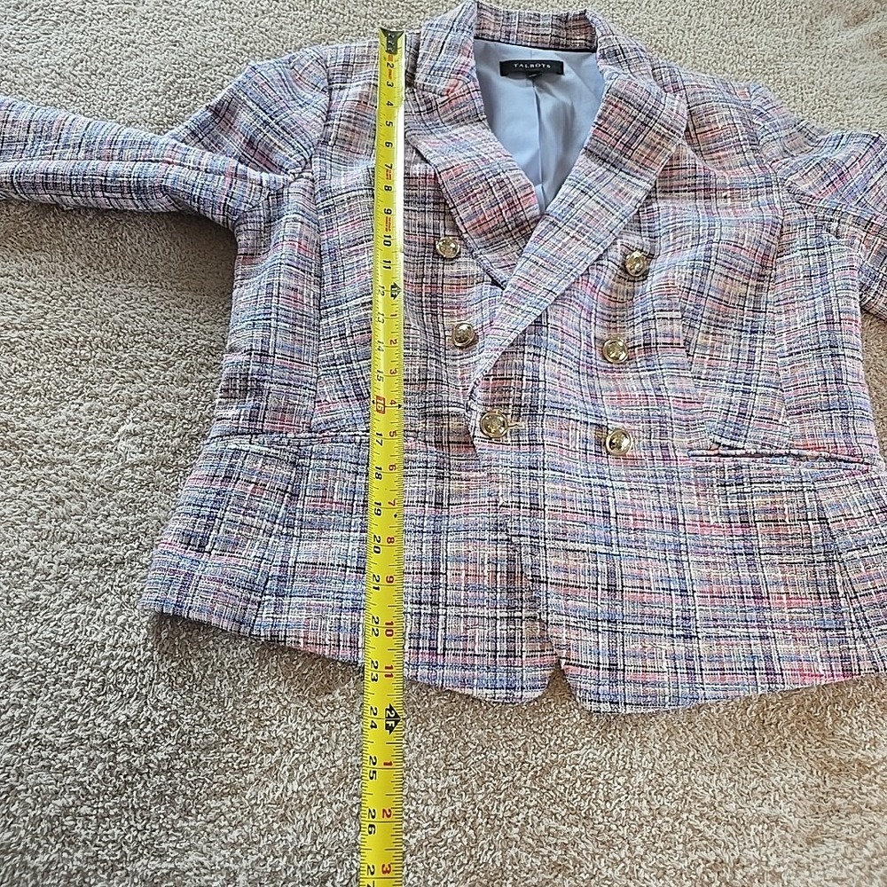 Talbots Pastel Tweed Double-Breasted Blazer in Pink, Blue, Lavender - Picture 14 of 15